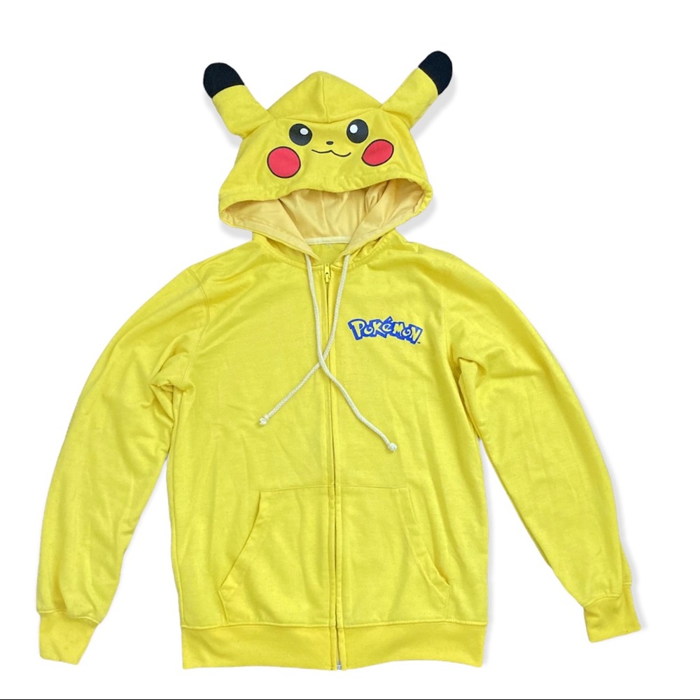 Pikachu Pokémon Full Zip Hoodie Sweatshirt Yellow Youth Large